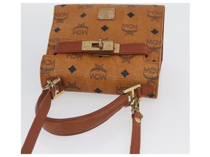 Sac à main MCM Vicetos Logogram en cuir PVC 2 en 1 marron or Auth ARZ491 Doré - vue 6