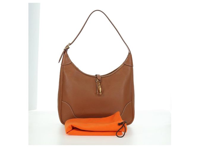 Hermès Borsa a Spalla HERMES Trim 31 in pelle Togo marrone oro Auth am11092V D'oro - vista 28
