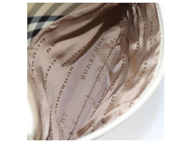 Burberry Borsa a Spalla Nova Check in Nylon Beige Argento Auth bs34138 - vista 22
