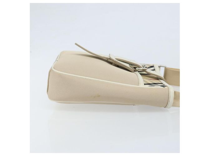 Burberry Borsa a Spalla Nova Check in Nylon Beige Argento Auth bs34138 - vista 3