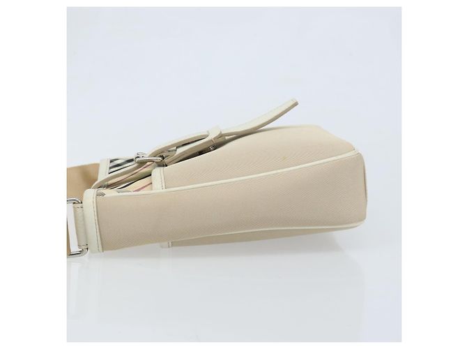 Burberry Borsa a Spalla Nova Check in Nylon Beige Argento Auth bs34138 - vista 4
