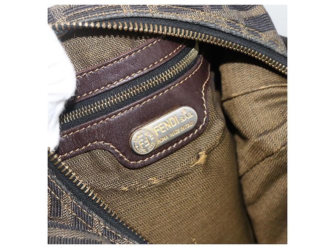 Borsa a Spalla in Tela Zucca FENDI Nera Marrone Auth BSZ546 Nero - vista 11