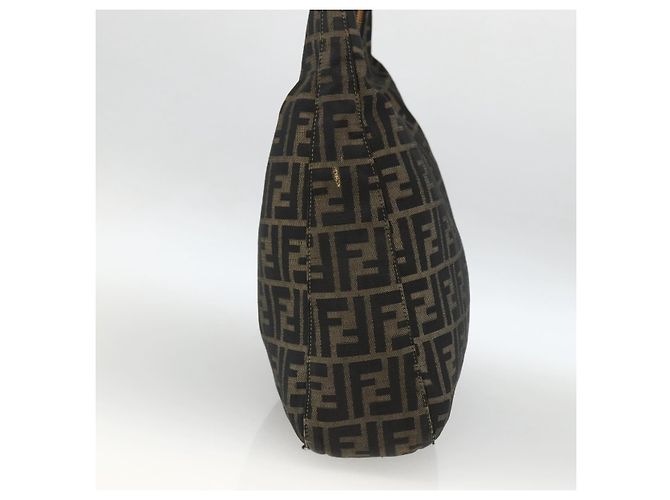 Borsa a Spalla in Tela Zucca FENDI Nera Marrone Auth BSZ546 Nero - vista 3