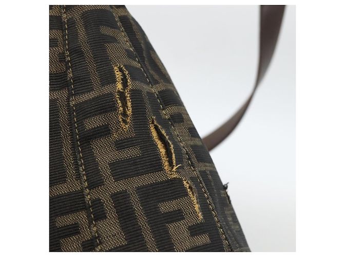 Borsa a Spalla in Tela Zucca FENDI Nera Marrone Auth BSZ546 Nero - vista 5