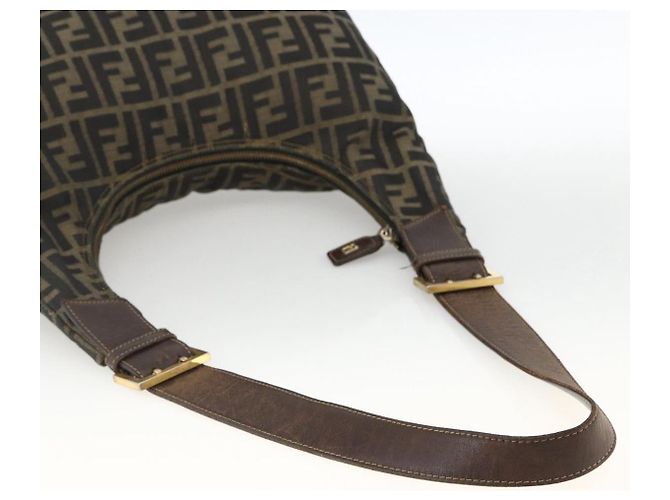 Borsa a Spalla in Tela Zucca FENDI Nera Marrone Auth BSZ546 Nero - vista 7