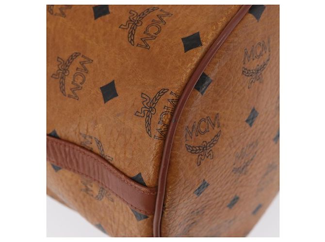 MCM Vicetos Logogram Shoulder Bag PVC Leather Brown Gold Auth BA11651 Golden - view 12