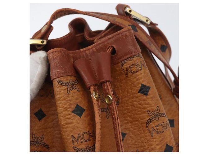 MCM Vicetos Logogram Shoulder Bag PVC Leather Brown Gold Auth BA11651 Golden - view 14