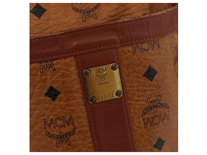 MCM Vicetos Logogram Shoulder Bag PVC Leather Brown Gold Auth BA11651 Golden - view 15