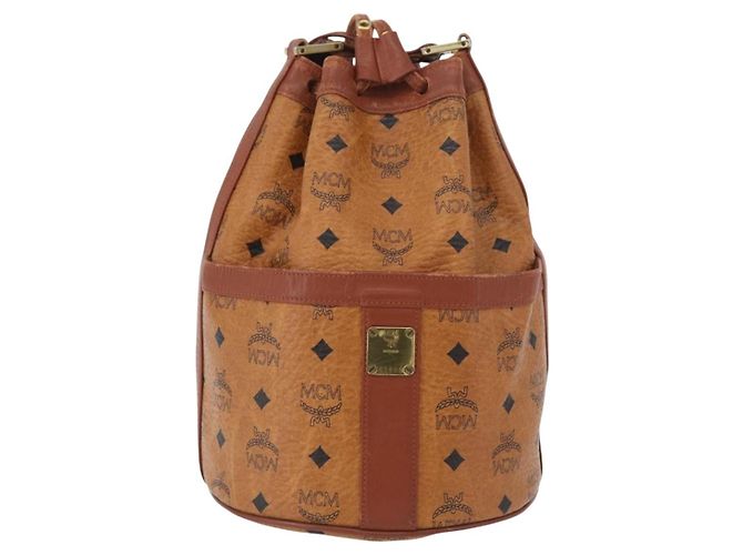 MCM Vicetos Logogram Shoulder Bag PVC Leather Brown Gold Auth BA11651 Golden - view 2