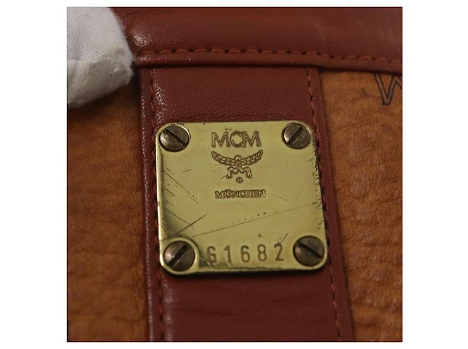MCM Vicetos Logogram Shoulder Bag PVC Leather Brown Gold Auth BA11651 Golden - view 22