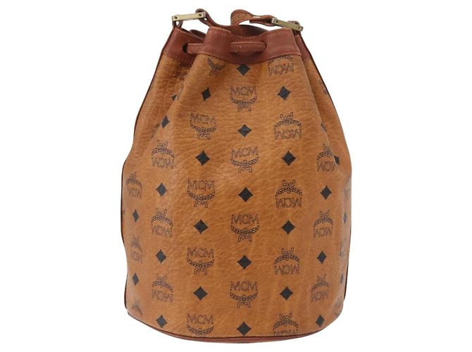 MCM Vicetos Logogram Shoulder Bag PVC Leather Brown Gold Auth BA11651 Golden - view 3