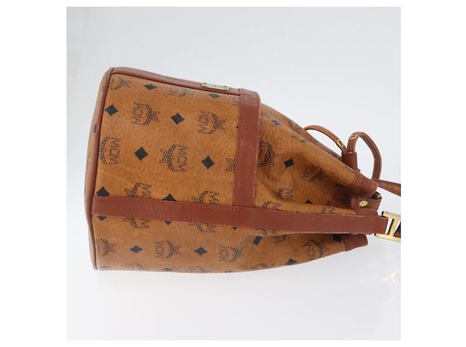 MCM Vicetos Logogram Shoulder Bag PVC Leather Brown Gold Auth BA11651 Golden - view 4