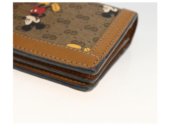 Billetera Micro GG Supreme PVC GUCCIxDisney Beige Oro 602534 Auth BA11628A Dorado - vista 10