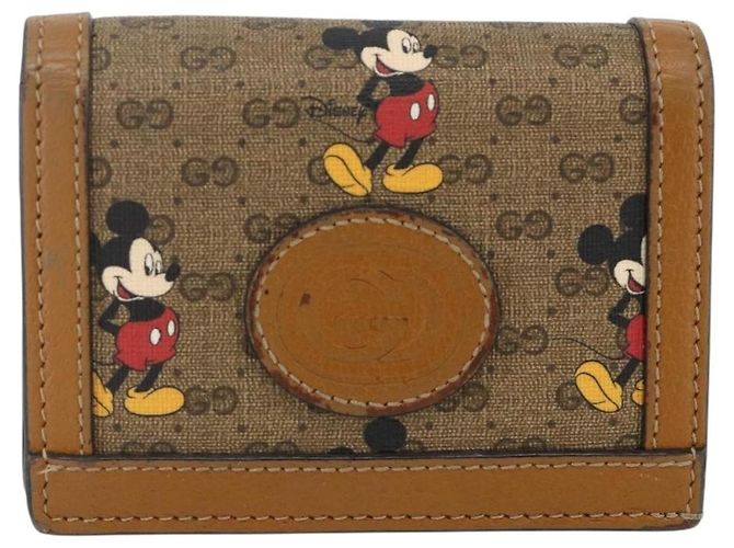 Billetera Micro GG Supreme PVC GUCCIxDisney Beige Oro 602534 Auth BA11628A Dorado - vista 2