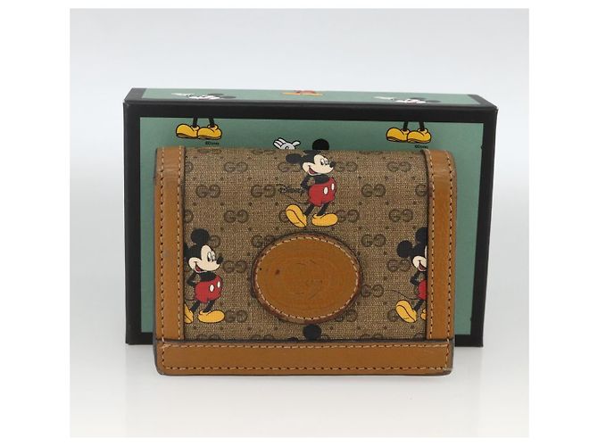 Billetera Micro GG Supreme PVC GUCCIxDisney Beige Oro 602534 Auth BA11628A Dorado - vista 21