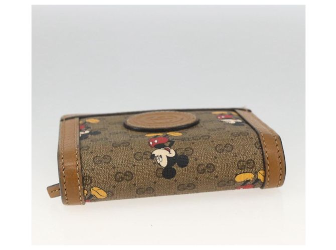 Billetera Micro GG Supreme PVC GUCCIxDisney Beige Oro 602534 Auth BA11628A Dorado - vista 6