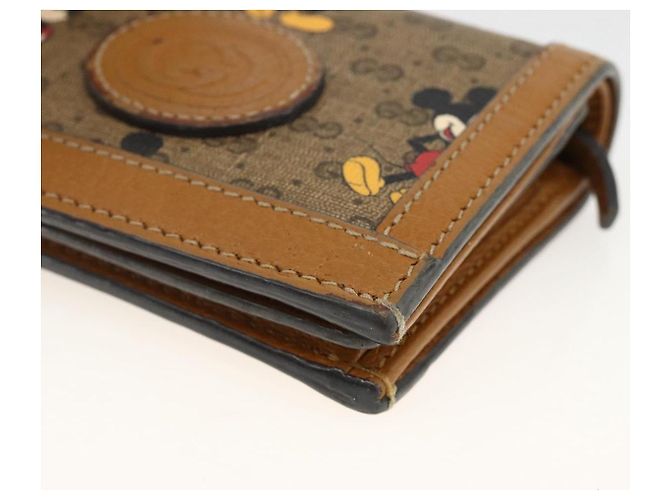 Billetera Micro GG Supreme PVC GUCCIxDisney Beige Oro 602534 Auth BA11628A Dorado - vista 8