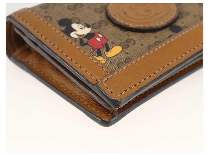 Billetera Micro GG Supreme PVC GUCCIxDisney Beige Oro 602534 Auth BA11628A Dorado - vista 9