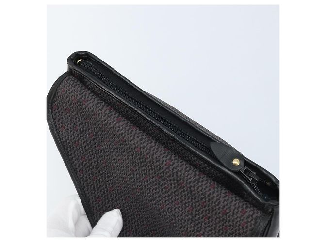 SAINT LAURENT Pochette in Pelle Tela Nera Oro Auth am11073A Nero D'oro - vista 10