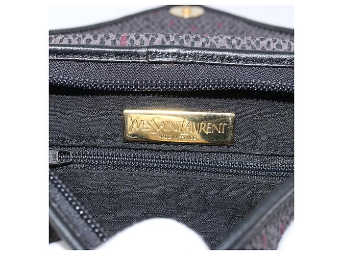 SAINT LAURENT Pochette in Pelle Tela Nera Oro Auth am11073A Nero D'oro - vista 11