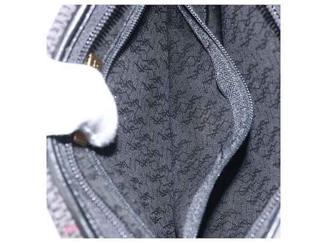SAINT LAURENT Pochette in Pelle Tela Nera Oro Auth am11073A Nero D'oro - vista 21