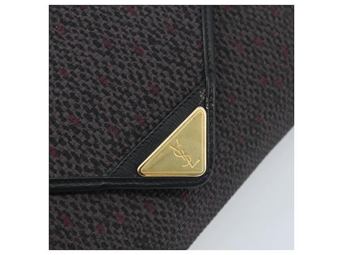 SAINT LAURENT Pochette in Pelle Tela Nera Oro Auth am11073A Nero D'oro - vista 8