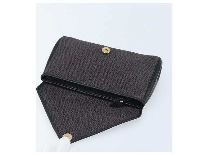 SAINT LAURENT Pochette in Pelle Tela Nera Oro Auth am11073A Nero D'oro - vista 9