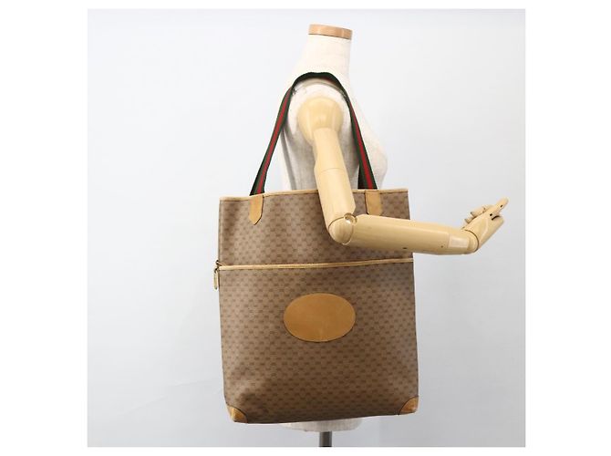 Borsa Sherry Line in PVC Beige Micro GG Supreme Web di GUCCI 002 983 0054 Auth gh1966 Rosso - vista 21
