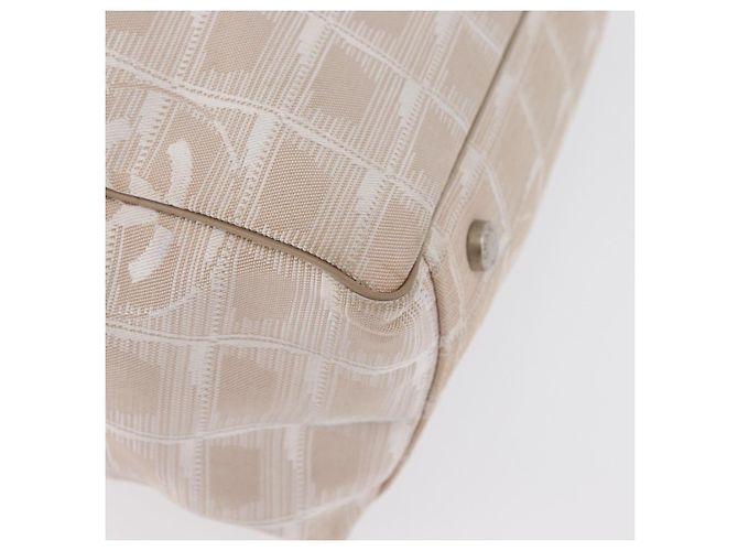 CHANEL Nuova Borsa Tote da Viaggio Nylon Beige Argento CC Auth ti3793 - vista 16