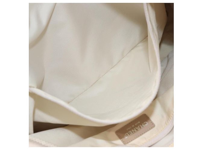 CHANEL Nuova Borsa Tote da Viaggio Nylon Beige Argento CC Auth ti3793 - vista 25