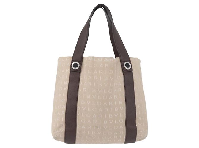 Bulgari BVLGARI Tote Bag aus Canvas Beige Silber Auth BA11649 - Ansicht 2