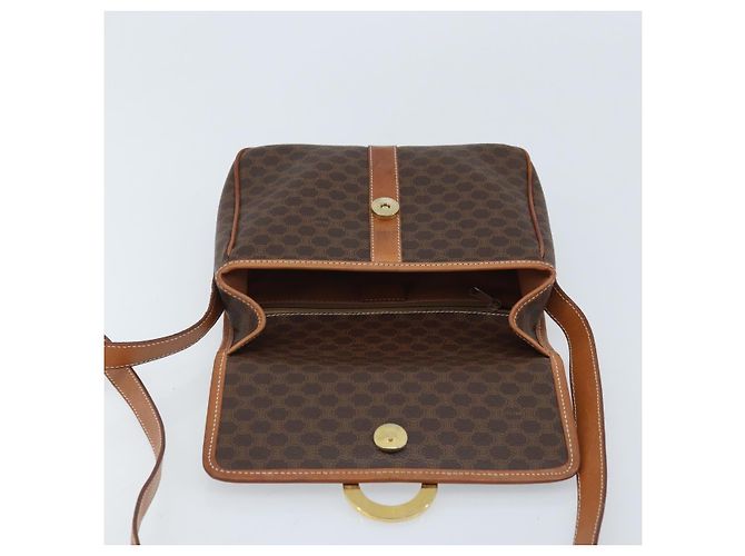 Céline Borsa a Spalla in Tela Macadam CELINE in Pelle PVC Marrone Oro Auth LNZ873A D'oro - vista 10