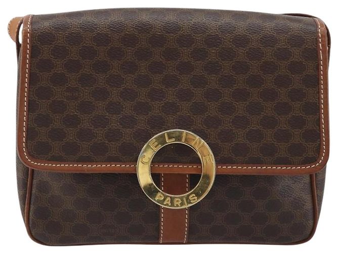 Céline Borsa a Spalla in Tela Macadam CELINE in Pelle PVC Marrone Oro Auth LNZ873A D'oro - vista 13