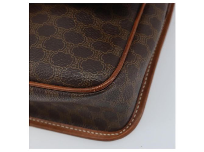 Céline Borsa a Spalla in Tela Macadam CELINE in Pelle PVC Marrone Oro Auth LNZ873A D'oro - vista 14