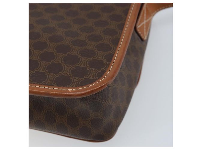 Céline Borsa a Spalla in Tela Macadam CELINE in Pelle PVC Marrone Oro Auth LNZ873A D'oro - vista 16