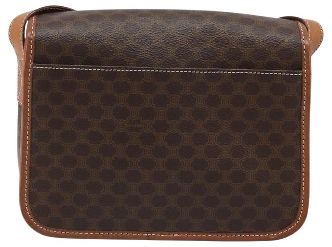 Céline Borsa a Spalla in Tela Macadam CELINE in Pelle PVC Marrone Oro Auth LNZ873A D'oro - vista 2