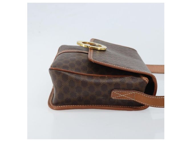 Céline Borsa a Spalla in Tela Macadam CELINE in Pelle PVC Marrone Oro Auth LNZ873A D'oro - vista 3