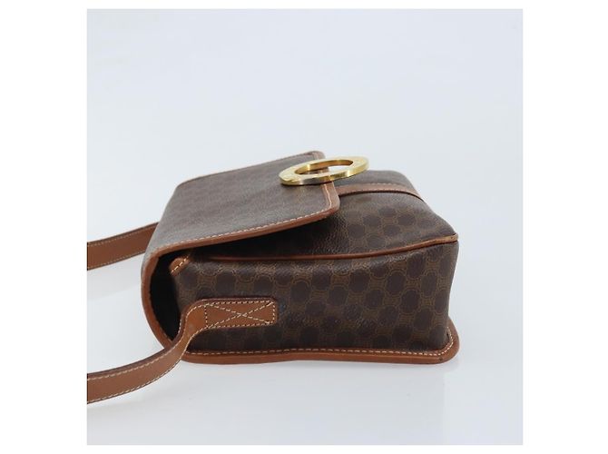 Céline Borsa a Spalla in Tela Macadam CELINE in Pelle PVC Marrone Oro Auth LNZ873A D'oro - vista 4