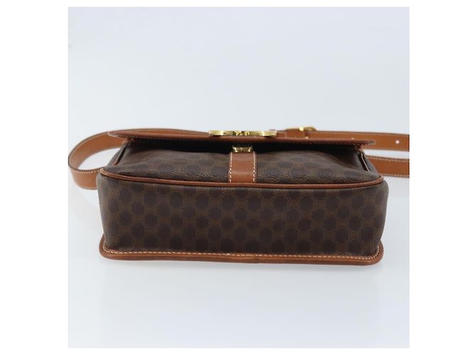 Céline Borsa a Spalla in Tela Macadam CELINE in Pelle PVC Marrone Oro Auth LNZ873A D'oro - vista 5
