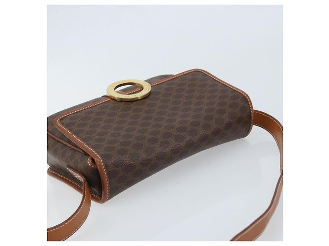 Céline Borsa a Spalla in Tela Macadam CELINE in Pelle PVC Marrone Oro Auth LNZ873A D'oro - vista 6