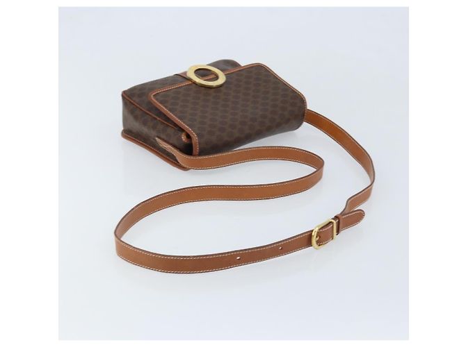 Céline Borsa a Spalla in Tela Macadam CELINE in Pelle PVC Marrone Oro Auth LNZ873A D'oro - vista 7