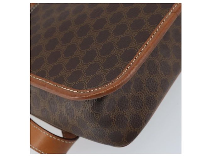 Céline Borsa a Spalla in Tela Macadam CELINE in Pelle PVC Marrone Oro Auth LNZ873A D'oro - vista 9
