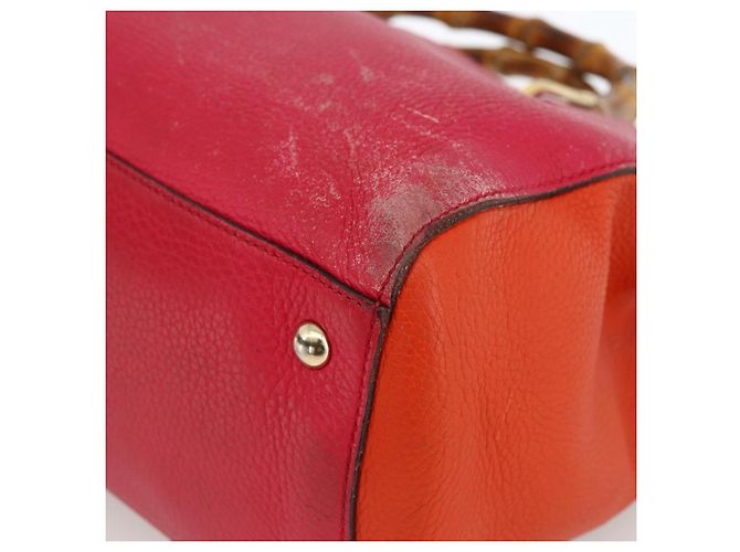 Borsa a mano in pelle Gucci Bamboo rosa oro 323660 Auth gh1935 D'oro - vista 10