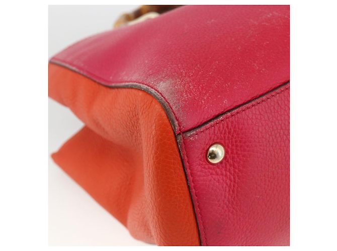 Borsa a mano in pelle Gucci Bamboo rosa oro 323660 Auth gh1935 D'oro - vista 11