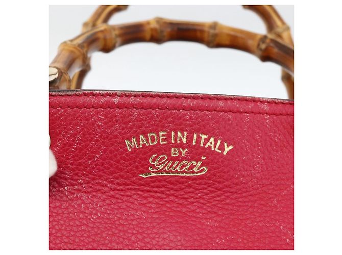 Borsa a mano in pelle Gucci Bamboo rosa oro 323660 Auth gh1935 D'oro - vista 14