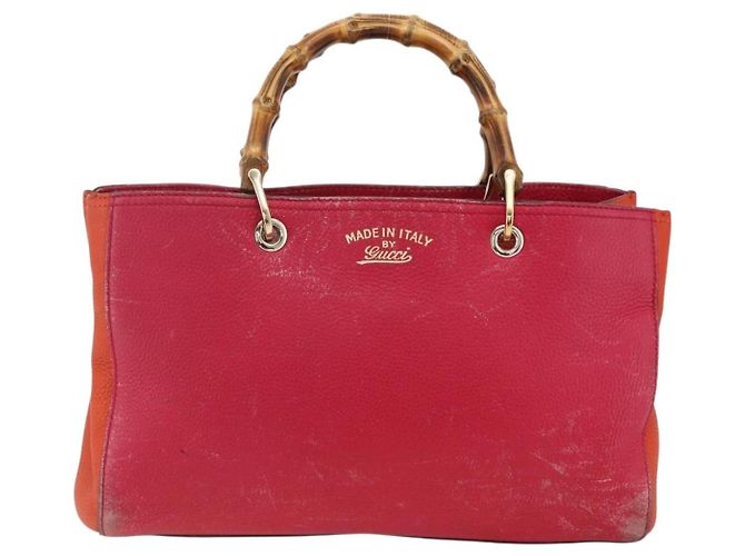 Borsa a mano in pelle Gucci Bamboo rosa oro 323660 Auth gh1935 D'oro - vista 2