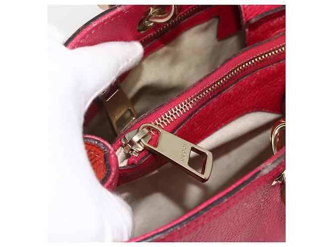 Borsa a mano in pelle Gucci Bamboo rosa oro 323660 Auth gh1935 D'oro - vista 21