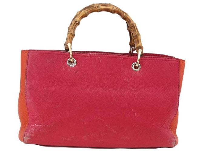 Borsa a mano in pelle Gucci Bamboo rosa oro 323660 Auth gh1935 D'oro - vista 3