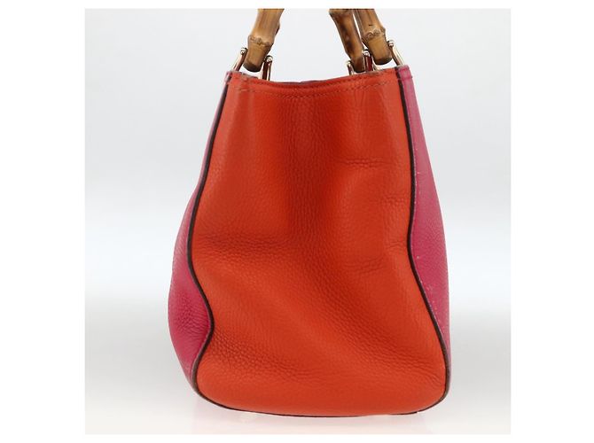 Borsa a mano in pelle Gucci Bamboo rosa oro 323660 Auth gh1935 D'oro - vista 4