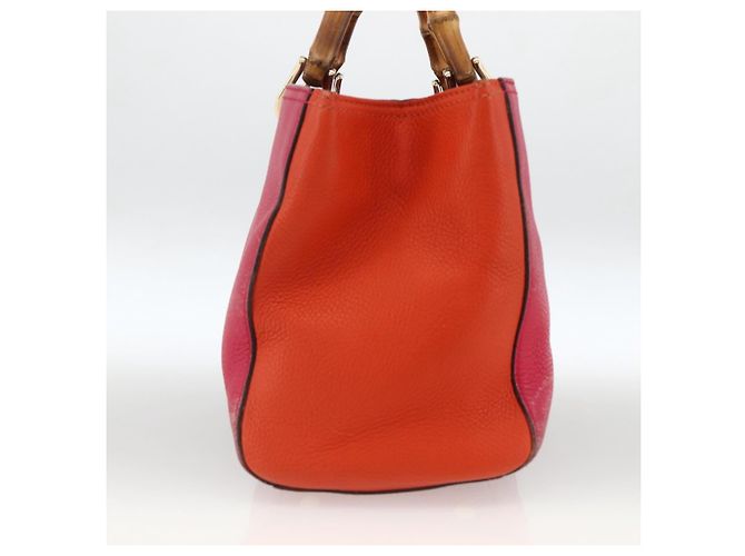 Borsa a mano in pelle Gucci Bamboo rosa oro 323660 Auth gh1935 D'oro - vista 5
